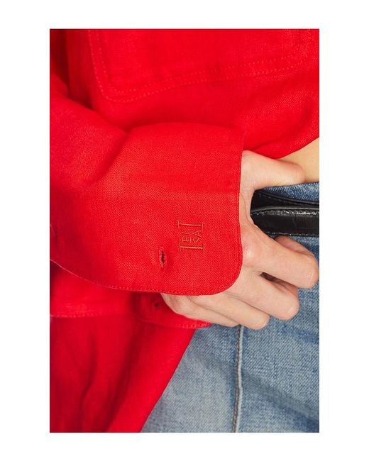 Helsa Red Washed Linen Shirt