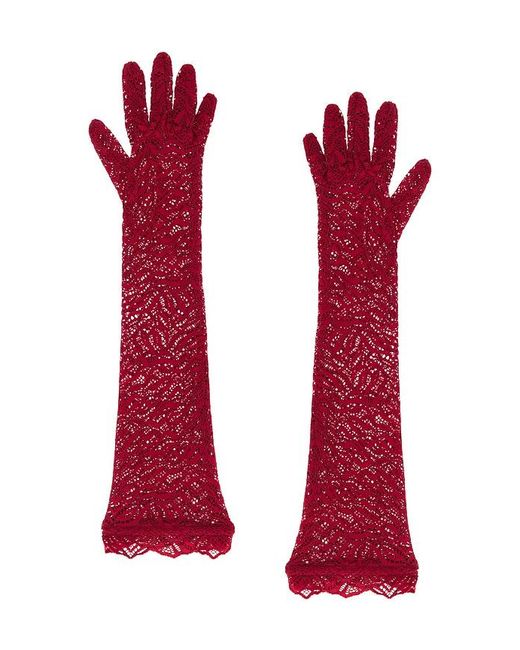 Beaufille Red Stretch Lace Elbow Gloves