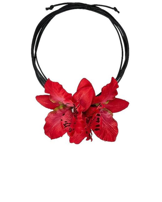 petit moments Red Orchid Flower Necklace