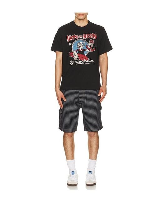 Iron & Resin Black Dennis Striped Denim Shorts for men