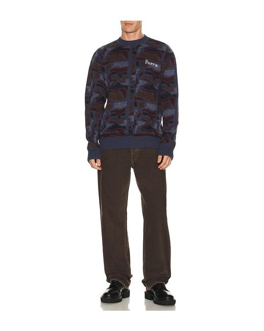 by Parra Blue Repeat Ftp Booster Knitted Pullover for men