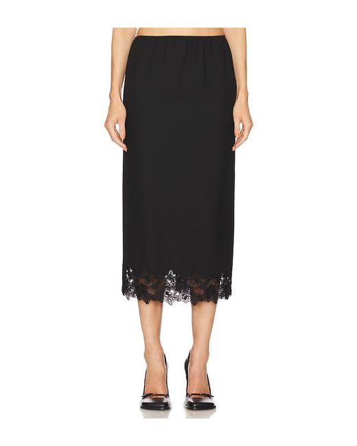 Helsa Black Suit Midi Skirt With Lace