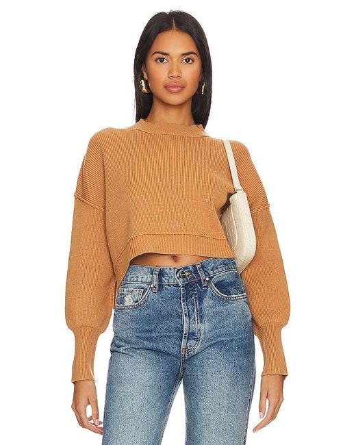 Free People Blue CROPPED-PULLOVER EASY STREET
