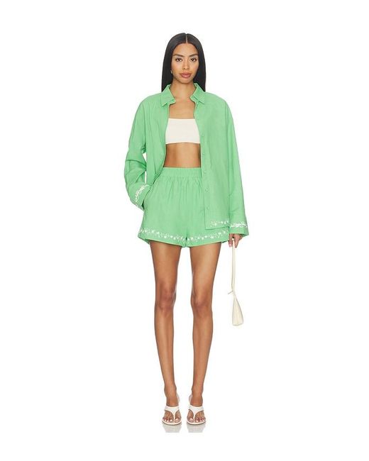 Line & Dot Green Tippi Embroidered Shirt