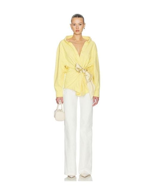 Area Yellow Satin Knot Oxford Shirt