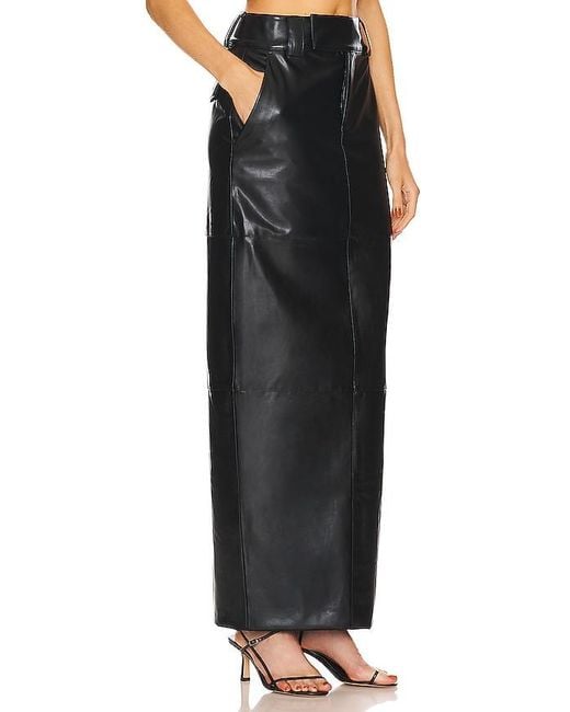 Helsa Black Faux Leather Midi Button-Flap Skirt