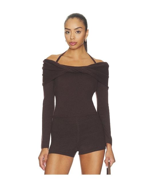 Jonathan Simkhai Black Cambria Long Sleeve Off Shoulder Top