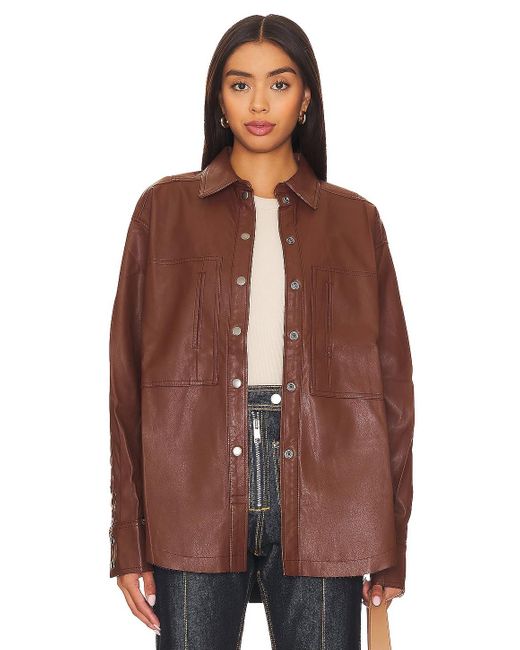 Free People Easy Rider フェイクレザーシャケット Brown