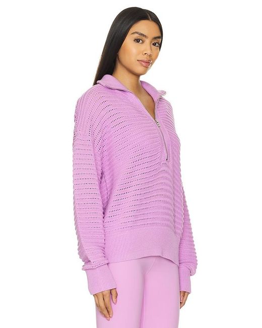 Varley Purple Tara Half Zip Sweater