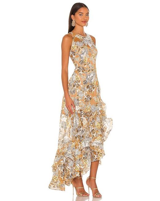 bronx and banco lika belted asymmetric ruffle dress Sequinned Floor Length Evening Dress in Navy Blue