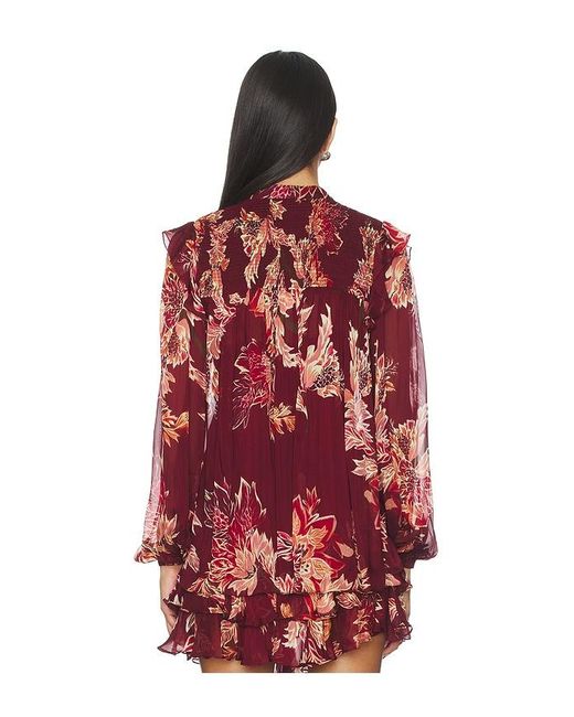 Hemant & Nandita Red Smocked Top