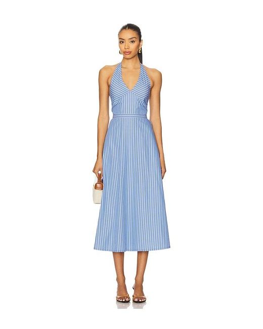 Central Park West Blue Kira Halter Shirt Dress