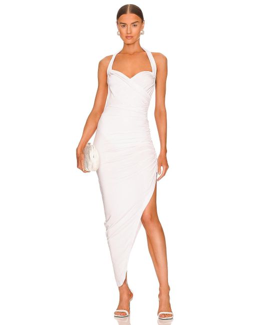 Norma Kamali Synthetic Cayla Side Drape Gown in White | Lyst