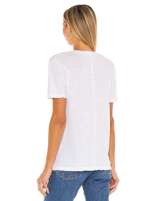 Monrow White Oversized V Neck Tee