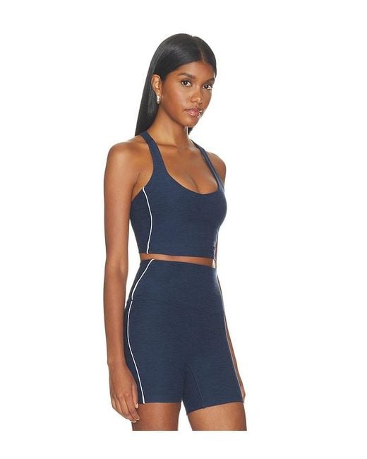 Beyond Yoga Blue Spacedye Racerback Contrast Piping Tank Top