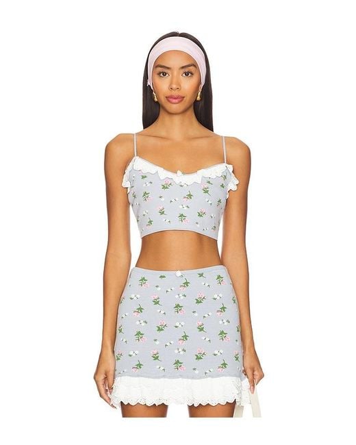 For Love & Lemons White Amalia Knit Crop Top
