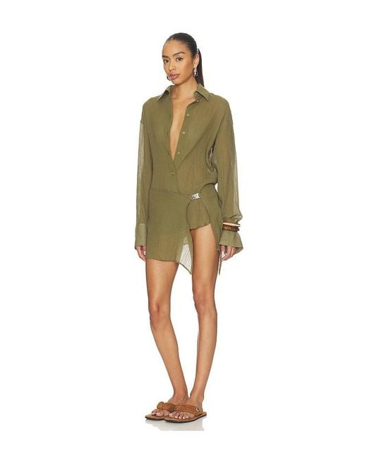 The Attico Green Shirt Mini Dress