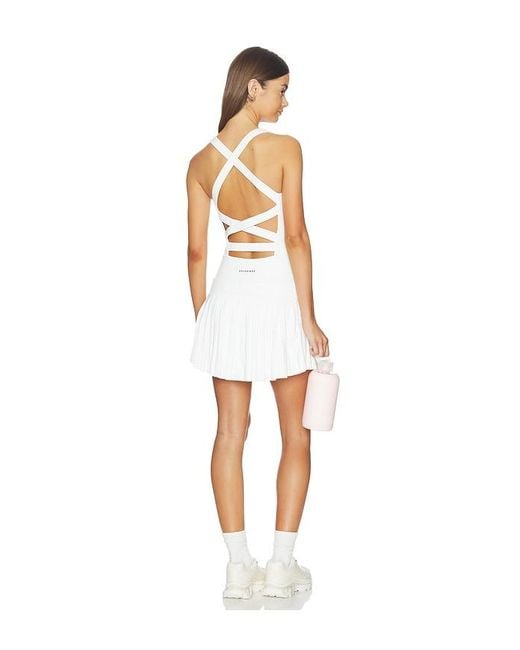 Gold Hinge White Criss Cross Back Dress
