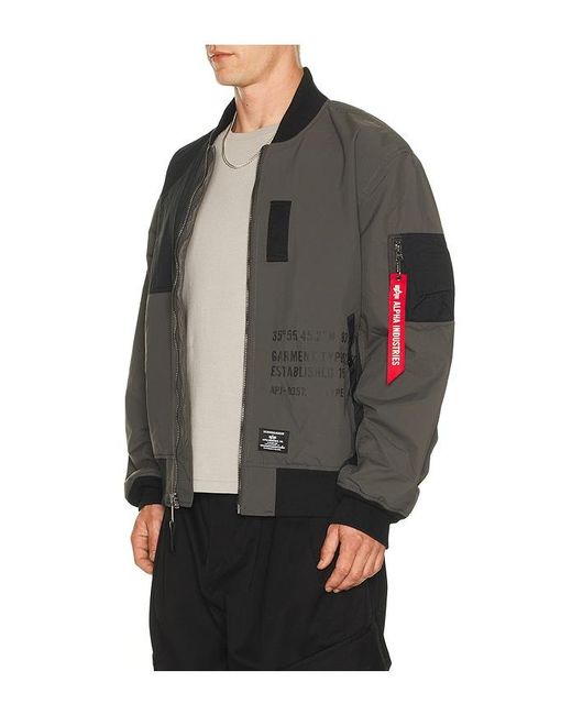 Alpha Industries Gray 2B Relaxed Patchwork Flight Jacket for men