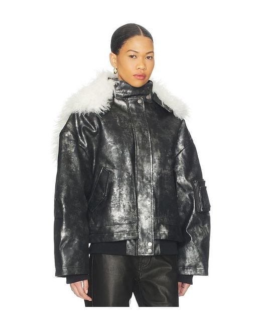 Jaded London Black Xl Faux Fur Collar Bomber Jacket