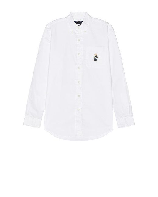 Polo Ralph Lauren White Longsleeve Bear Sport Shirt for men