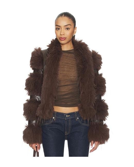 CULTNAKED Brown Faux Fur Caterpillar Coat