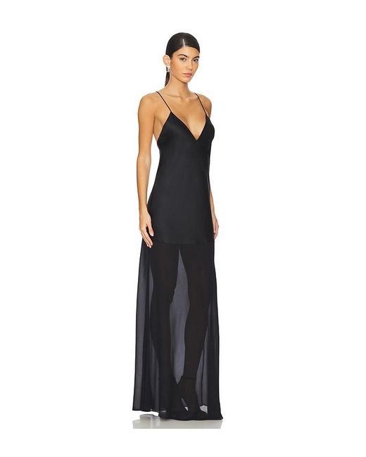 SER.O.YA Black Vienna Satin Maxi Dress