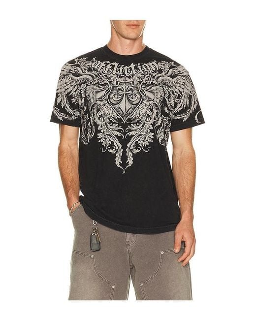 Affliction Black Flourish Short Sleeve Tee for men