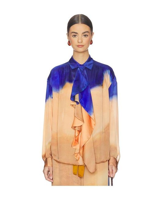 Ulla Johnson Blue Gesture Long Sleeve Silk Blouse
