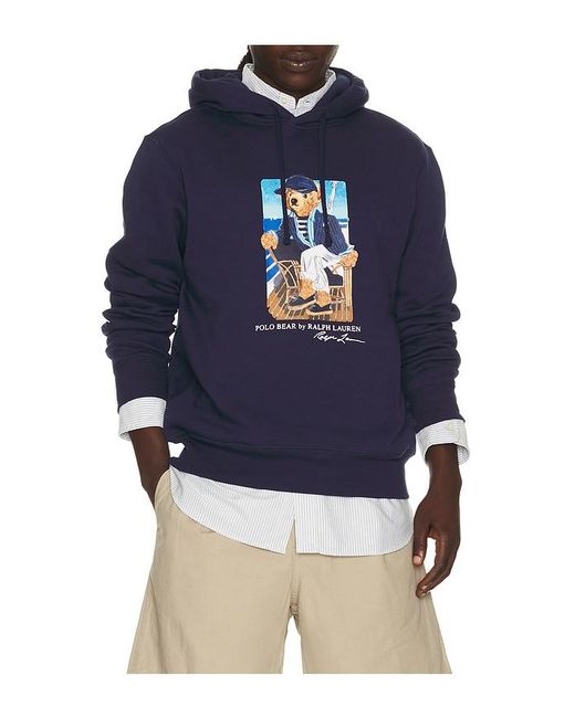 Polo Ralph Lauren Blue Seasonal Fleece Novelty Newport Bear Sweatshirt for men