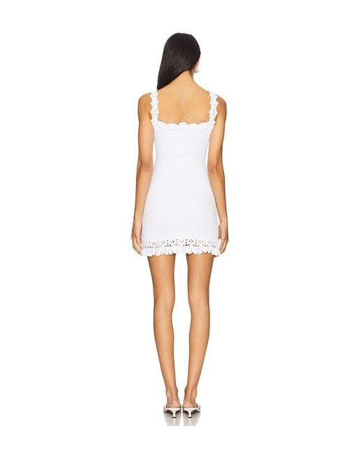 MAJORELLE White Zahra Hand Crochet Rosette Mini Dress