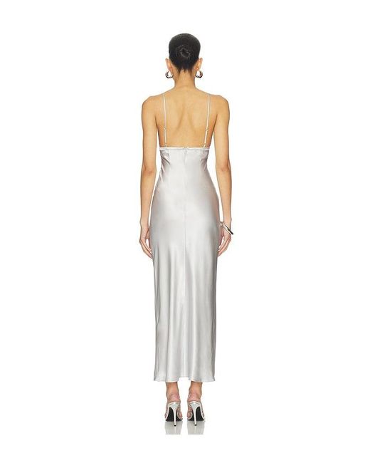 Fleur du Mal White Foil Lily Embroidery Cutout Slip Dress