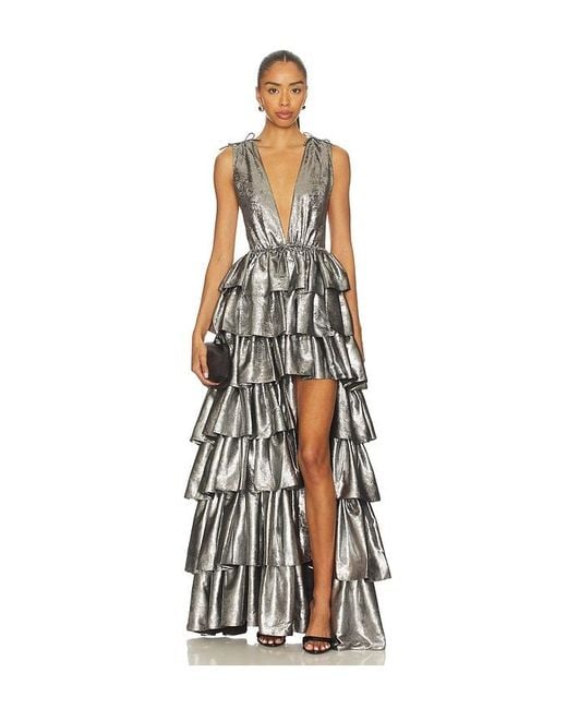 AKNVAS White Henriette Ruffle Gown