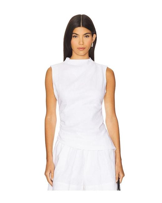 AEXAE White Linen Ruched Top