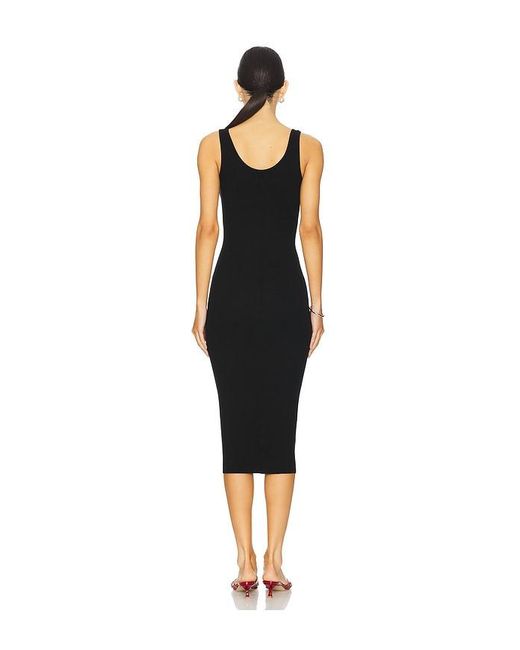 Enza Costa Black Silk Knit Tank Midi Dress