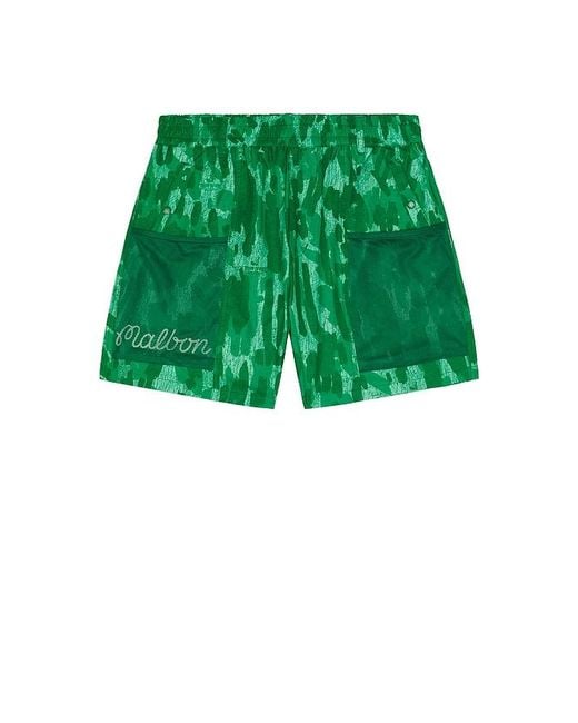 Malbon Green X Golf & Bass Club Mesh Basket Pocket Short for men