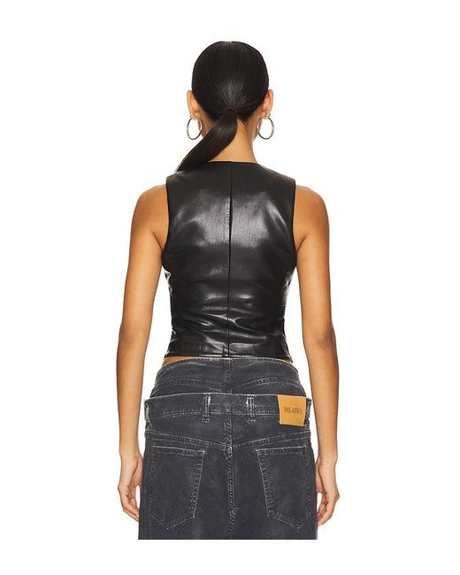 Camila Coelho Black Roz Faux Leather Vest