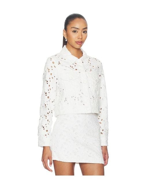 Alice + Olivia White Chloe Boxy Cropped Jacket