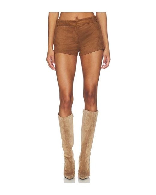 superdown Brown Priya Faux Suede Hot Short