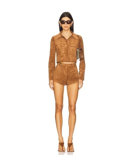 Amanda Uprichard Natural X Revolve Kelso Suede Short