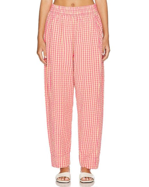 Free People Pink Preppy Poplin Gingham Pants