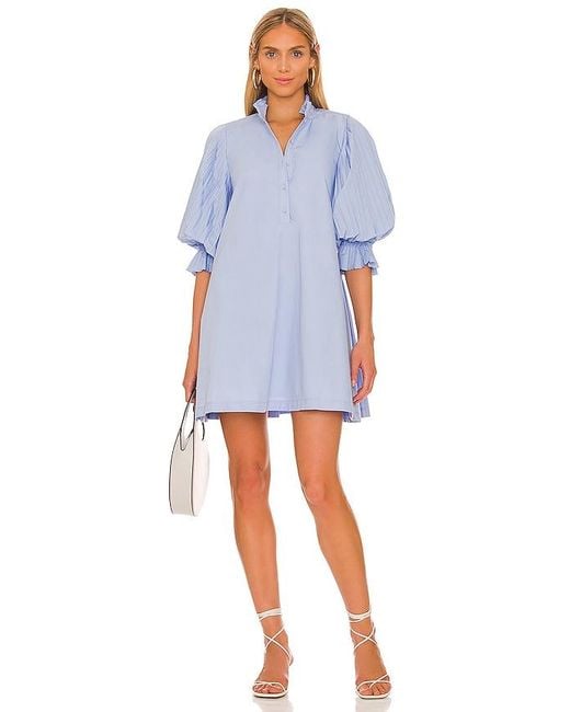 SOVERE Blue Focus Pleat Smock Mini Dress
