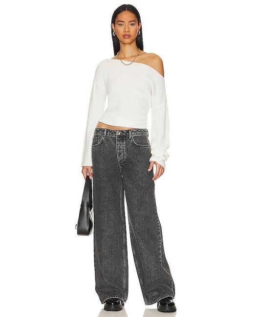 Lovers + Friends White Alayah Off Shoulder Sweater
