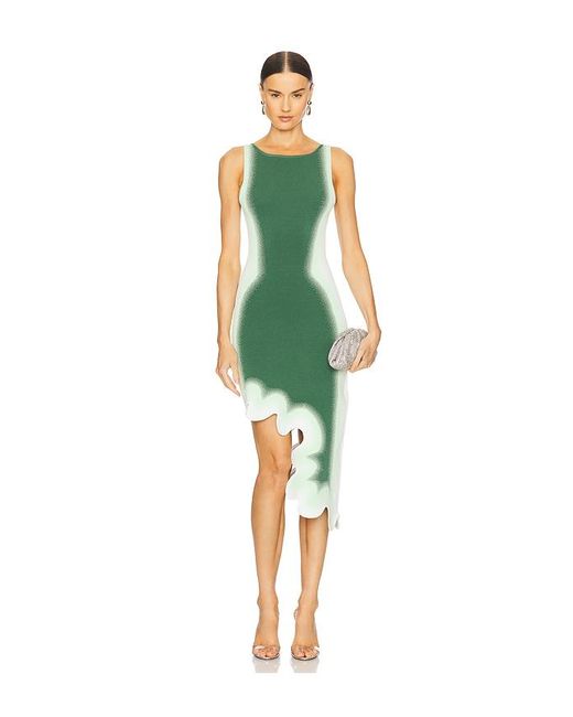 Ph5 Green Aster Reversible Wavy Asymmetric Dress