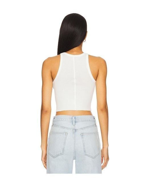 ÉTERNE Blue Cropped Rib Tank Top