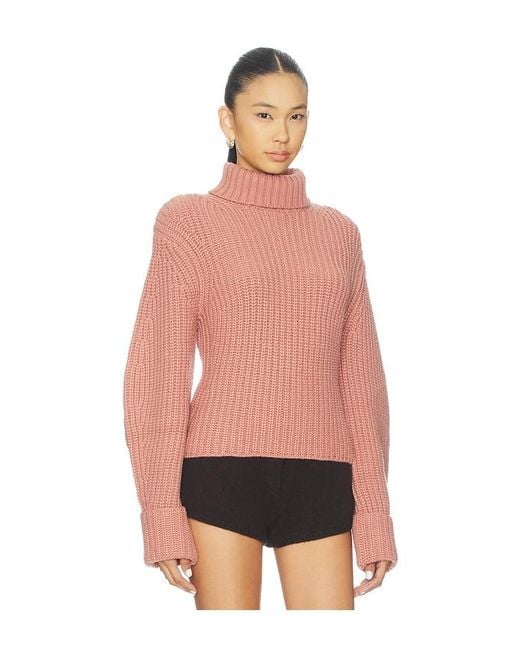 Lovers + Friends Pink Aimee Mock Neck Sweater