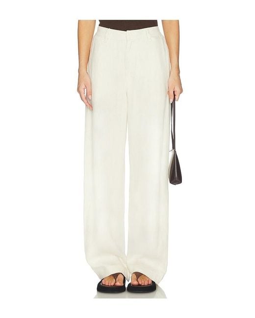 DL1961 White Dl Taylor Relaxed Barrel High Rise Linen Pants