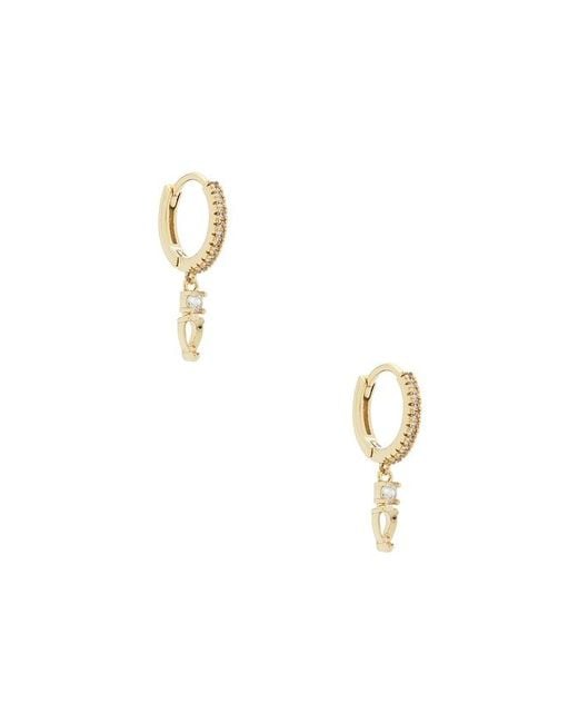 By Adina Eden Metallic Double Cz Dangling Drop Huggie Earring