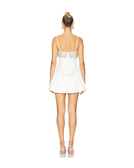 MAJORELLE White Embellished Satin Mini Slip Dress