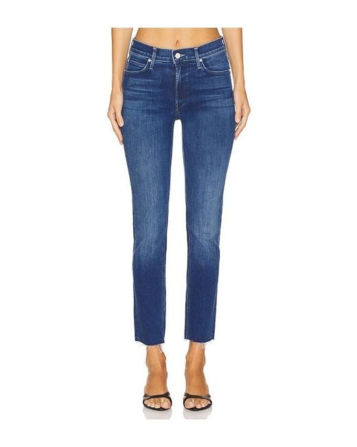 Mother Blue The Mid Rise Dazzler Ankle Fray Jeans